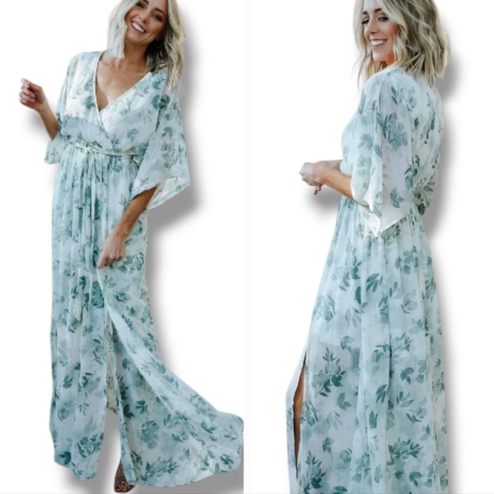 Baltic Born Kia Maxi Dress Kimono Chiffon Feminine Floral Wedding Garden XL